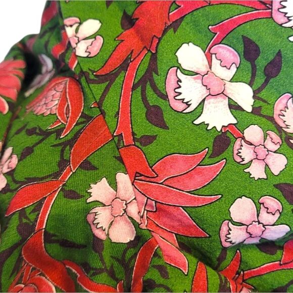 Zara Women's Green And Pink Floral Puff Sleeve Blouse Size US S - Picture 5 of 5